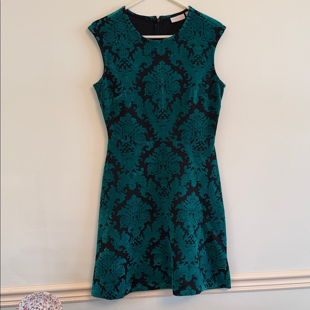 New York & Company Teal and Black velvet Mini Dress